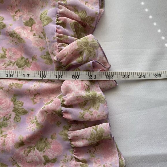 RARE Y2K Victoria's Secret Purple Floral Chiffon Babydoll Mini Dress Size Medium - Picture 16 of 16